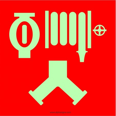 Affiche photoluminescente de sécurité-incendie: Raccord siamois combiné gicleurs et colonne humide ou sèche