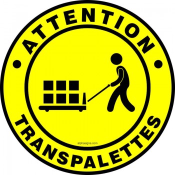 Autocollant de sécurité pour plancher commercial et industriel - Attention, Transpalettes (hydraulique)