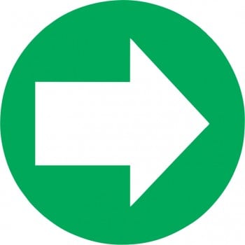 Autocollant de sécurité-incendie: flèche blanche, cercle vert