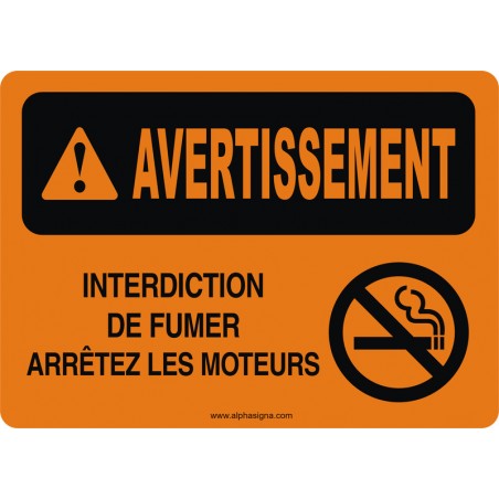 Affiche de sécurité: Interdiction de fumer arrêtez les moteurs
