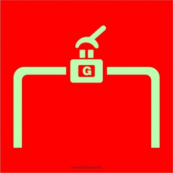 Affiche photoluminescente de sécurité-incendie: Vanne d’arrêt manuel de l’alimentation en gaz