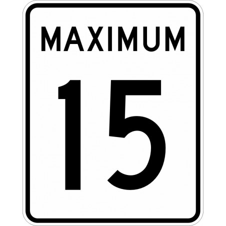 Panneau de prescription de limite de vitesse Maximum : 15 km/h