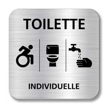Plaque de porte ou murale avec texte et pictogramme gravé: Toilette neutre individuelle (AFPC)