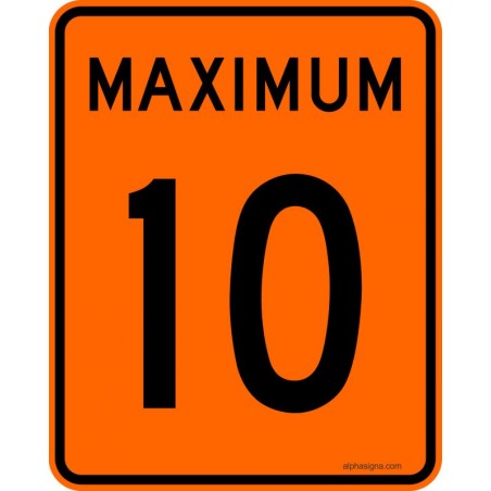 Panneau de prescription de limite de vitesse Maximum : 10 km/h : T-70-1-10