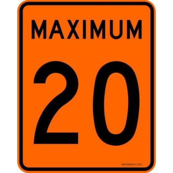 Panneau de prescription de limite de vitesse Maximum : 20 km/h : T-70-1-20