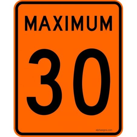Panneau de prescription de limite de vitesse Maximum : 30 km/h : T-70-1-30