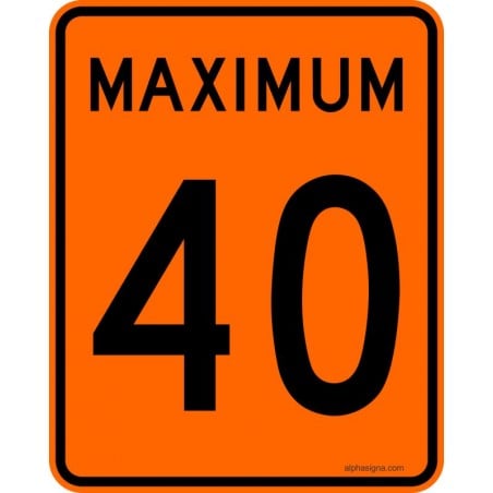 Panneau de travaux: Limite de vitesse, Maximum : 40 km/h 
