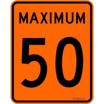Panneau de travaux: Limite de vitesse, Maximum : 50 km/h 