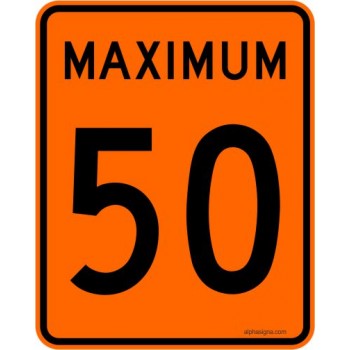 Panneau de prescription de limite de vitesse Maximum : 50 km/h : T-70-1-50