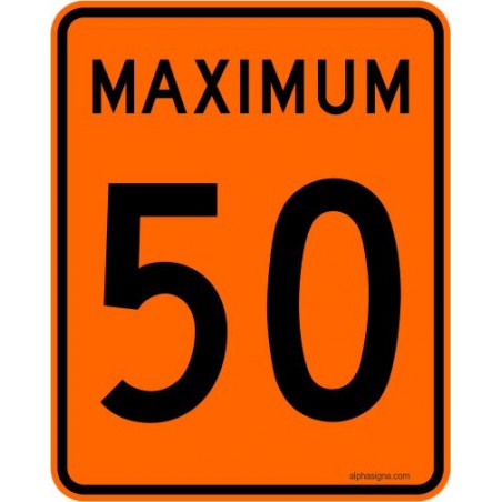 Panneau de prescription de limite de vitesse Maximum : 50 km/h : T-70-1-50