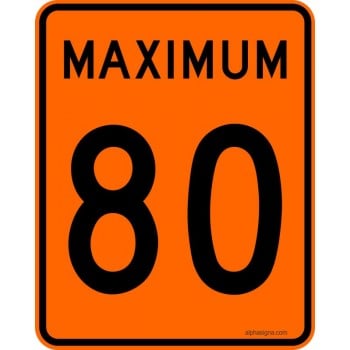 Panneau de prescription de limite de vitesse Maximum : 80 km/h : T-70-1-80