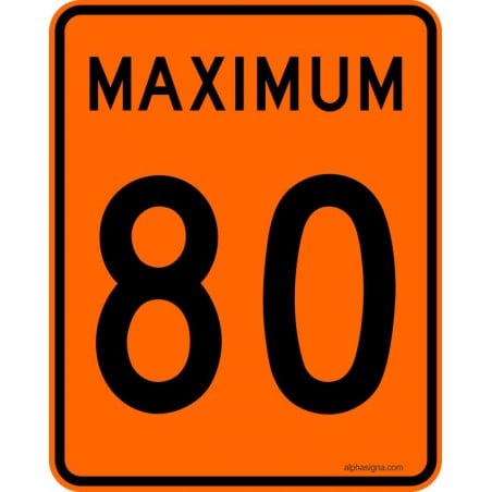 Panneau de travaux: Limite de vitesse, Maximum : 80 km/h 