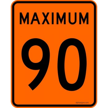 Panneau de prescription de limite de vitesse Maximum : 90 km/h : T-70-1-90