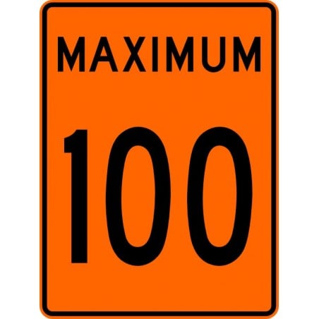 Panneau de travaux: Limite de vitesse, Maximum : 100 km/h 