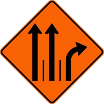 Panneau de travaux routiers: Signal avancé de direction des voies: T-D-100-8-D