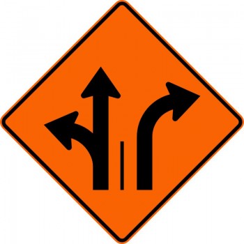 Panneau de travaux routiers: Signal avancé de direction des voies: T-100-10-d