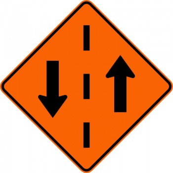 Panneau de travaux routiers: Circulation à double sens: T-D-80