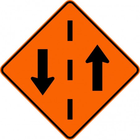 Panneau de travaux routiers: Circulation à double sens: T-D-80