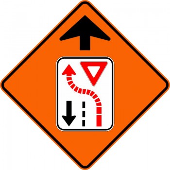 Panneau de travaux routiers: Signal avancé de cédez le passage: T-D-30