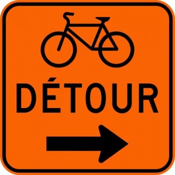 Panneau de travaux routiers: Détour pour cyclistes