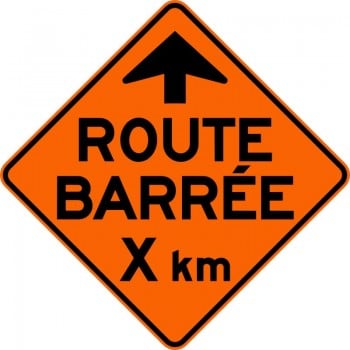 Panneau de travaux routiers: Route barrée