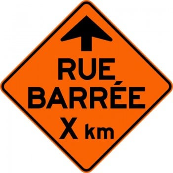 Panneau de travaux routiers: Rue barrée