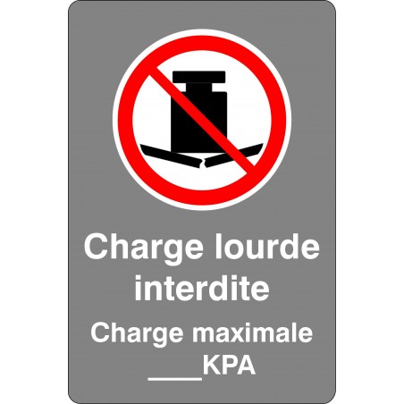 Affiche de sécurité aux normes CSA: Charge lourde interdite personnalisable