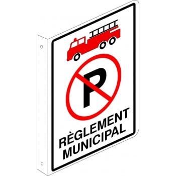 Affiche de sécurité-incendie: Stationnement interdit, règlement municipal (en forme de L)