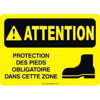 Affiche de sécurité: ATTENTION Protection des pieds obligatoire dans cette zone