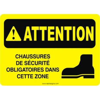 Affiche de sécurité: ATTENTION Chaussures de sécurité obligatoires dans cette zone