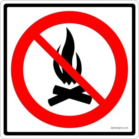 Affiche standard pictogramme seulement : Interdiction de faire des feux de camp