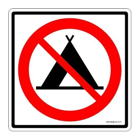 Affiche standard pictogramme seulement : Interdiction de camper