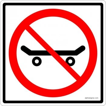 Affiche standard pictogramme seulement : Interdiction de faire de la planche à roulettes (skateboard)