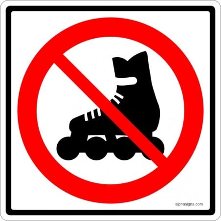 Affiche standard pictogramme seulement : Interdiction de faire du patin à roue alignées (rollerblades)