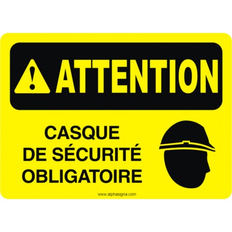 Affiche de sécurité: ATTENTION Casque de sécurité obligatoire