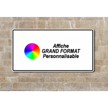 Affiche GRAND FORMAT rectangulaire personnalisable avec texte, choix de pictogrammes et d'images téléchargeables