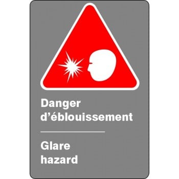 Affiche de sécurité aux normes CSA bilingue: Danger d'éblouissement