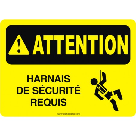 Affiche de sécurité: ATTENTION Harnais de sécurité requis