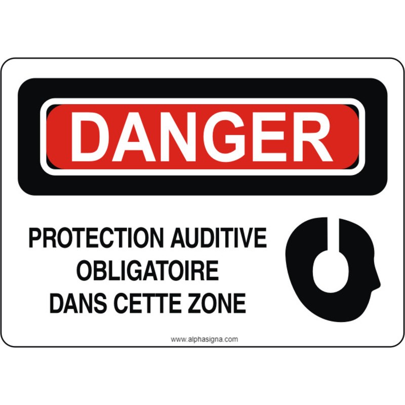 Affiche de sécurité: ATTENTION Zone à niveau de bruit élevé utilisez une  protection auditive