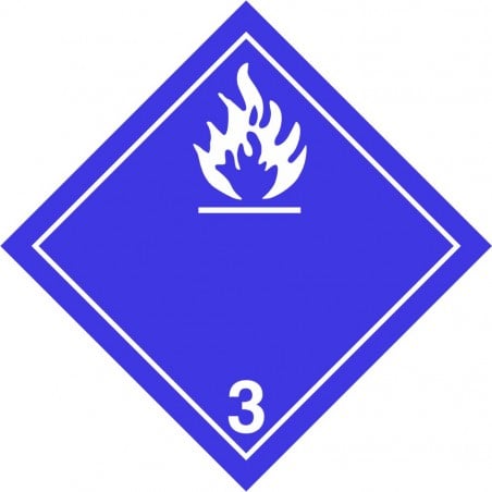 Affiche pour transport de matière dangereuse, PLACARD : Classe 3, Liquide inflammable (bleu)