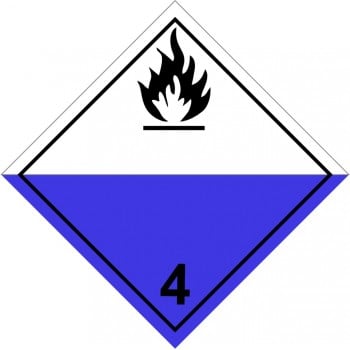 Affiche pour transport de matière dangereuse, PLACARD : Classe 4.2, Combustion spontanée (bleu)