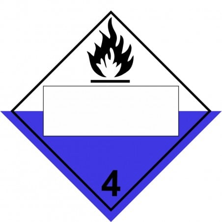 Affiche pour transport de matière dangereuse, PLACARD : Classe 4.2, Combustion spontanée (bleu) personnalisable