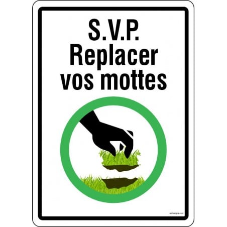Affiche pour terrain de golf: S.V.P. replacer vos mottes