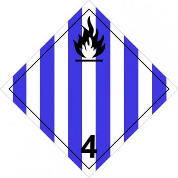 Affiche pour transport de matière dangereuse, PLACARD : Classe 4.1, Solide inflammable (bleu)