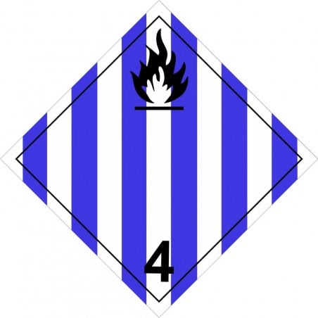 Affiche pour transport de matière dangereuse, PLACARD : Classe 4.1, Solide inflammable (bleu)