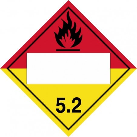 Affiche pour transport de matière dangereuse, PLACARD : Classe 5.2, Peroxyde organique (rouge) personnalisable