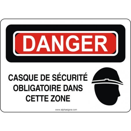 Affiche de sécurité: DANGER Casque de sécurité obligatoire dans cette zone
