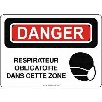 Affiche de sécurité: DANGER Respirateur obligatoire à cette zone (modèle 2)