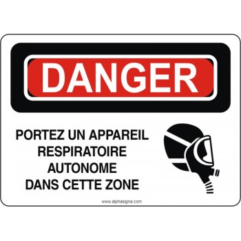 Affiche de sécurité: DANGER Portez un appareil respiratoire autonome dans cette zone