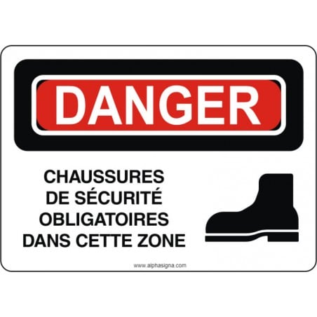 Affiche de sécurité: DANGER Chaussures de sécurité obligatoires dans cette zone